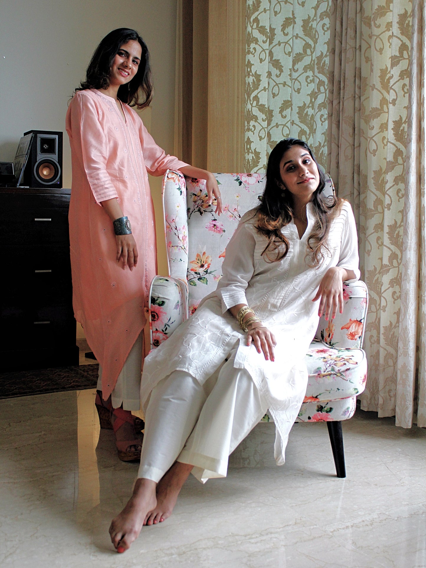 CHANDERI CREAM JAAL KURTA