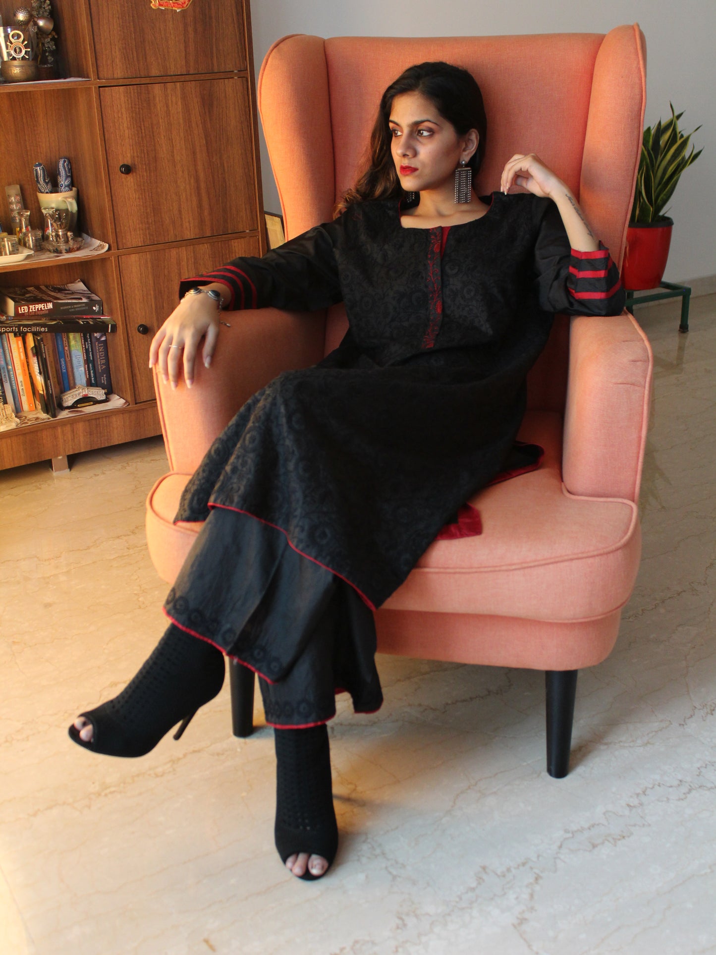 BLACK SILK KURTA