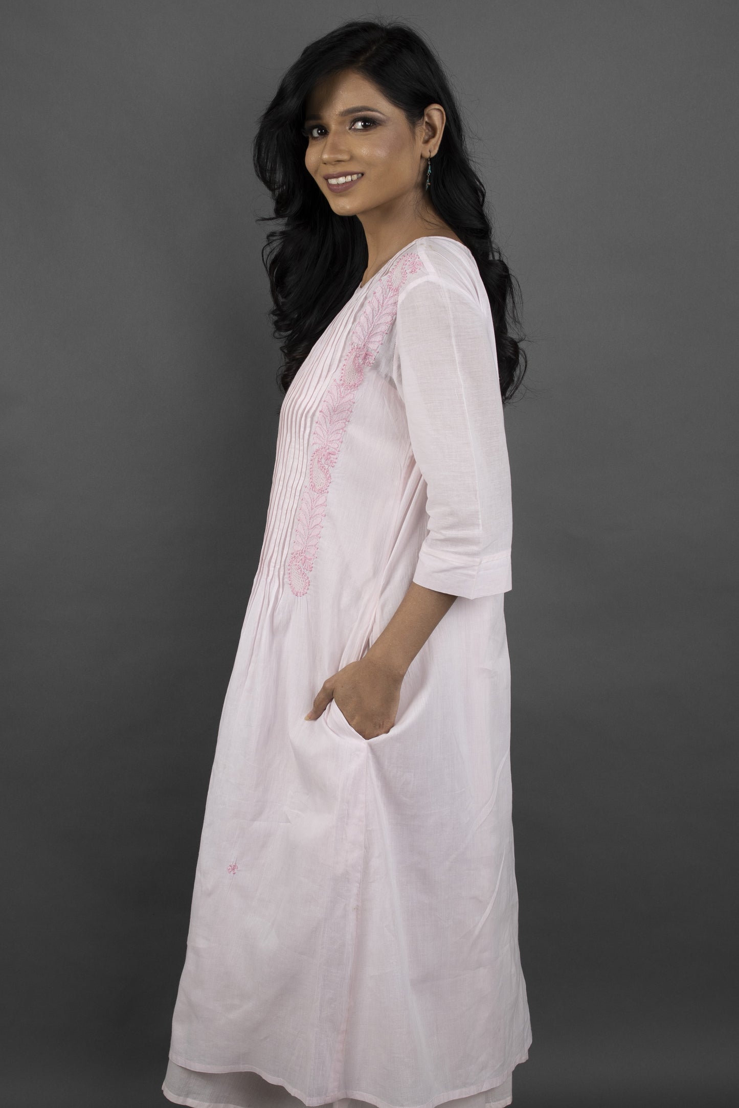 BLUSH PINK PINTUCKS DRESS