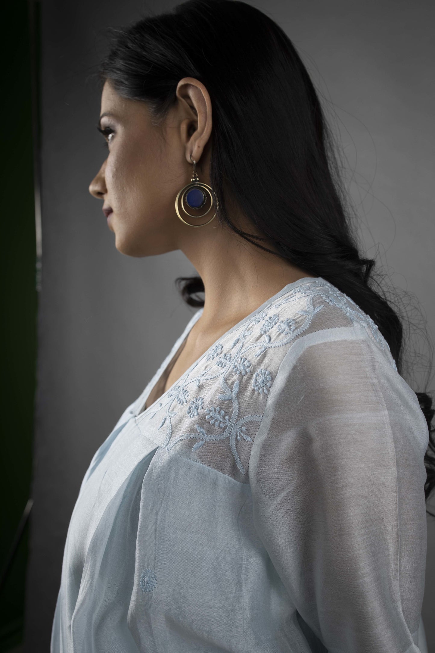 POWDER BLUE CHANDERI DRESS