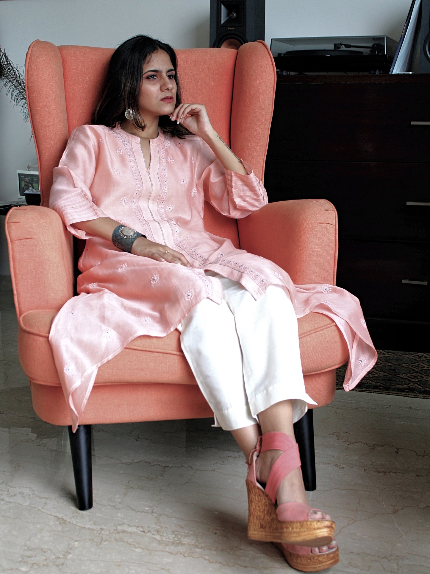 CHANDERI SALMON KURTA