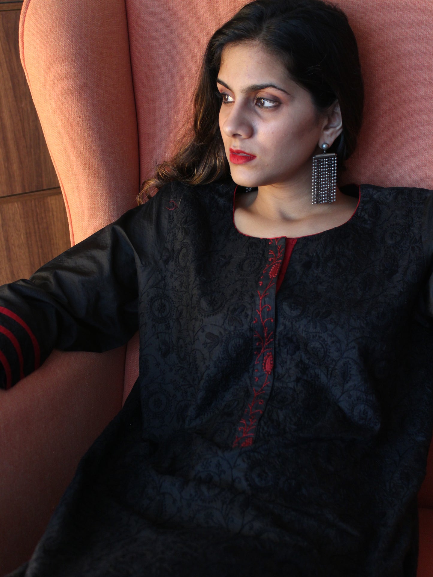 BLACK SILK KURTA