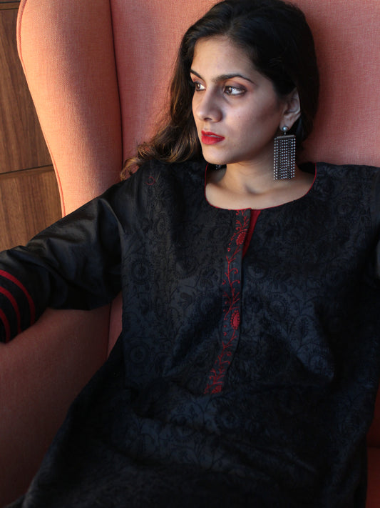 BLACK SILK KURTA
