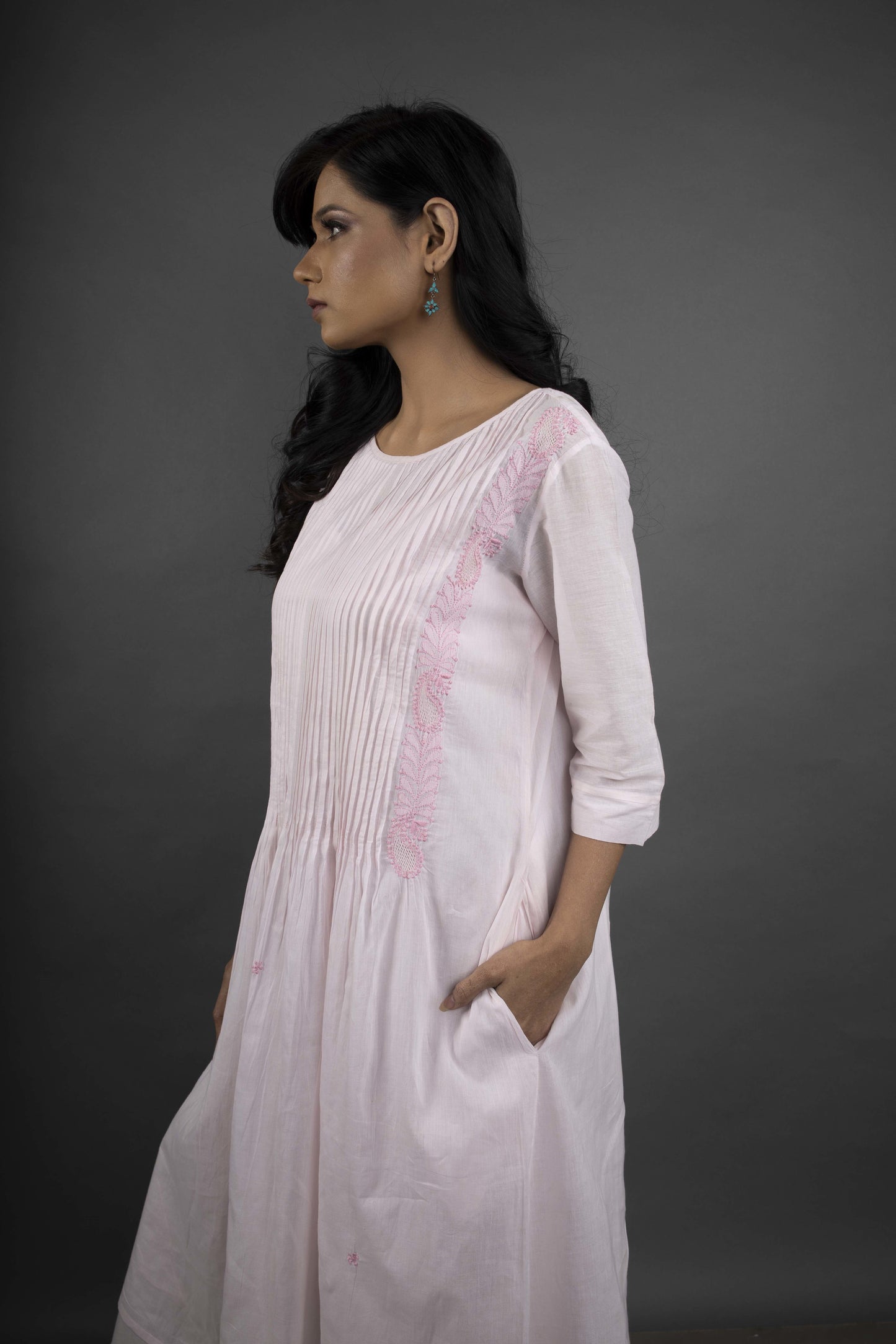 BLUSH PINK PINTUCKS DRESS