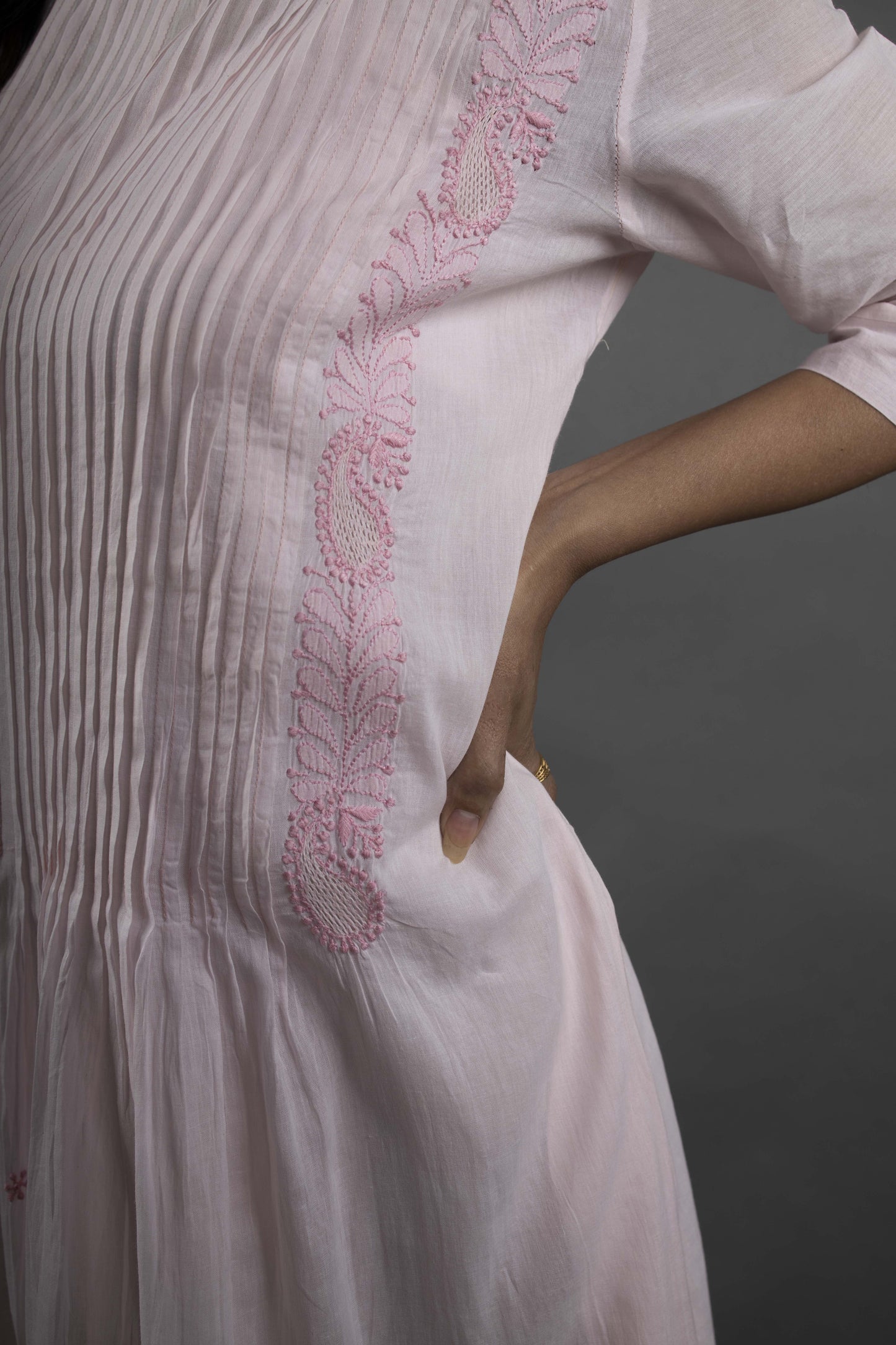 BLUSH PINK PINTUCKS DRESS