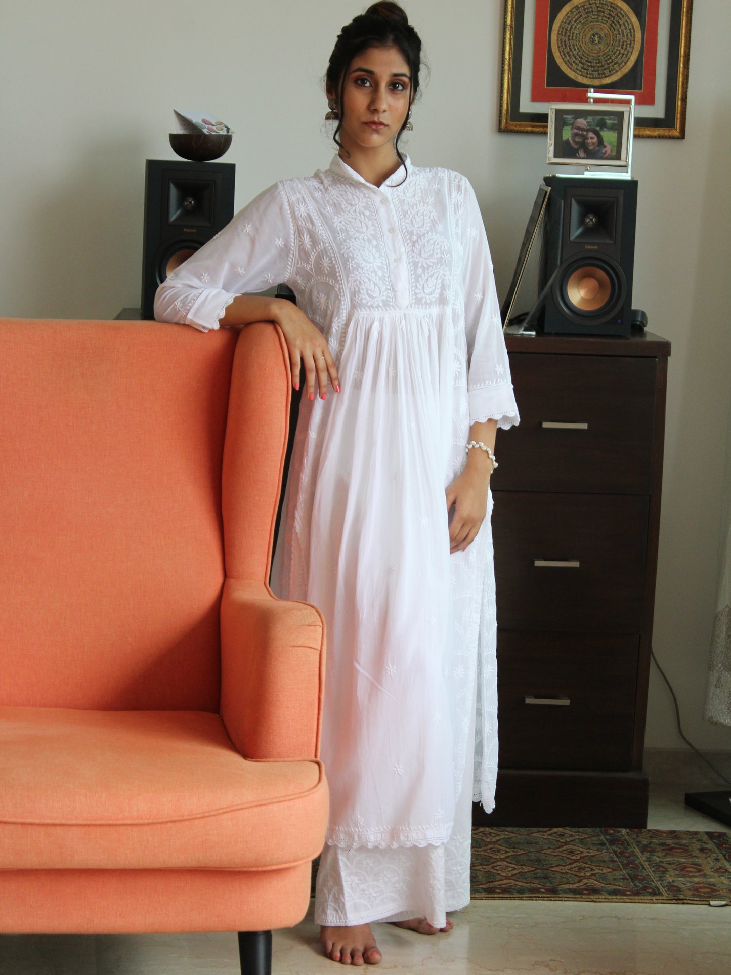 WHITE KALI KURTA
