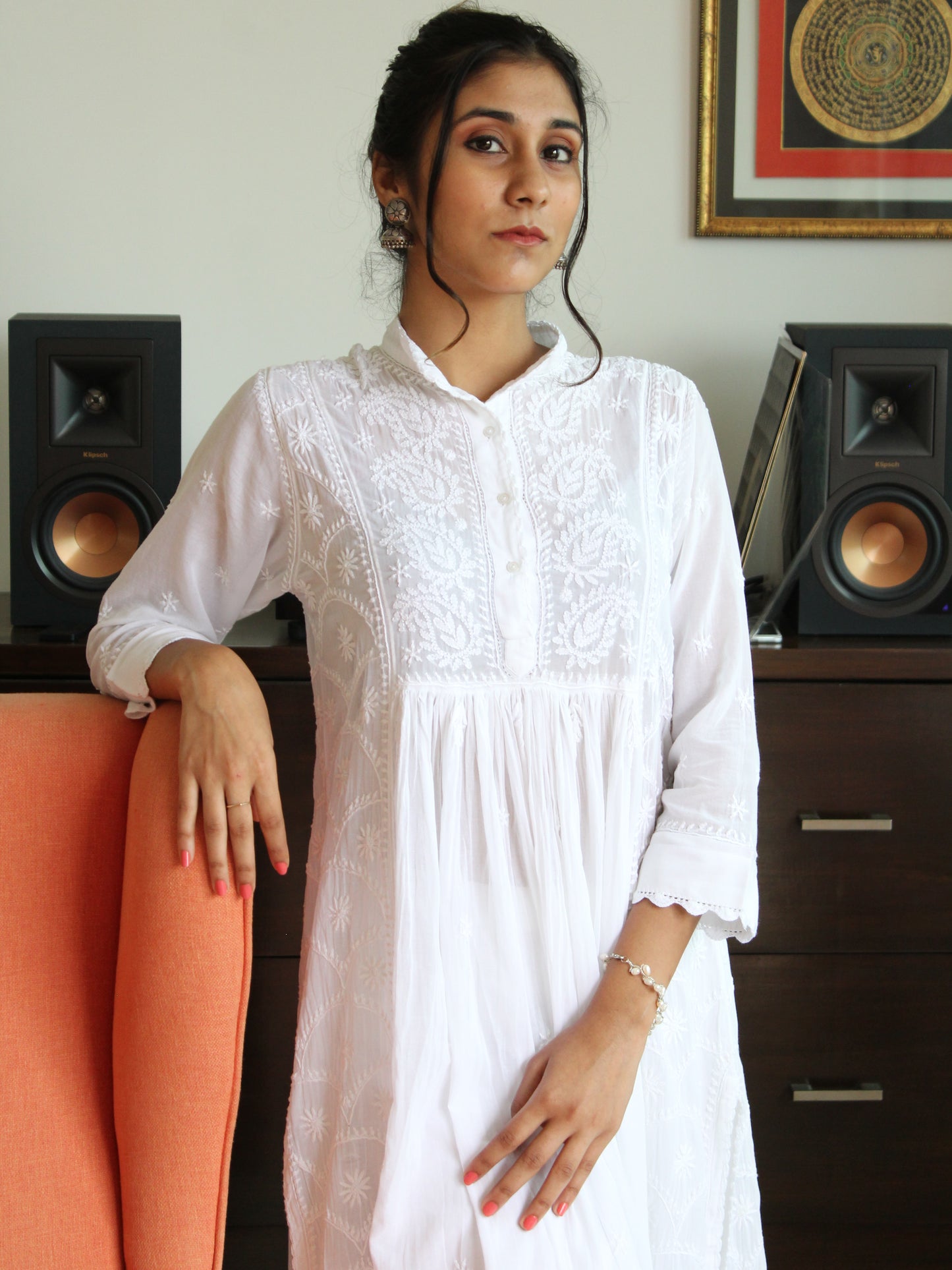 WHITE KALI KURTA