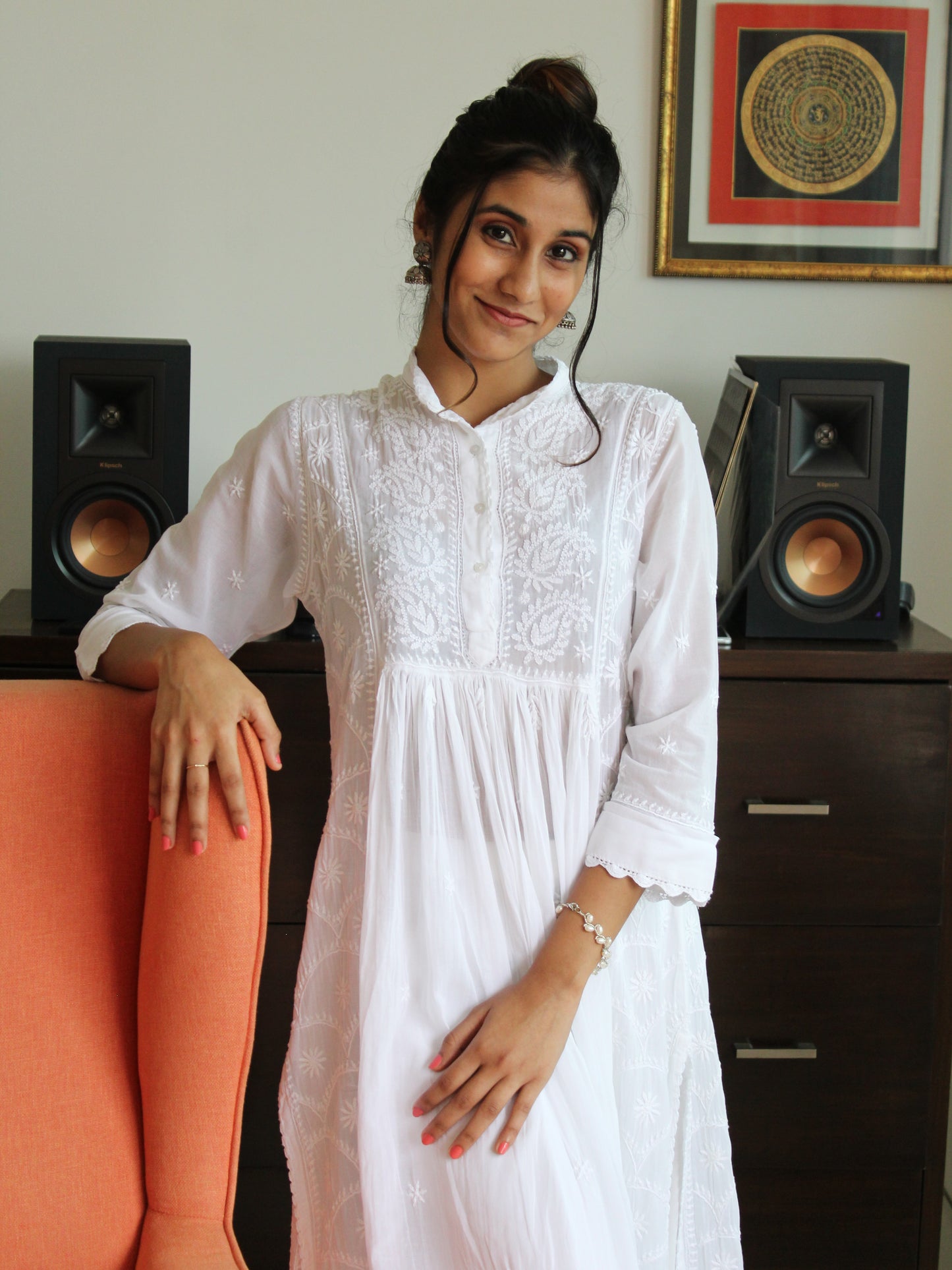 WHITE KALI KURTA