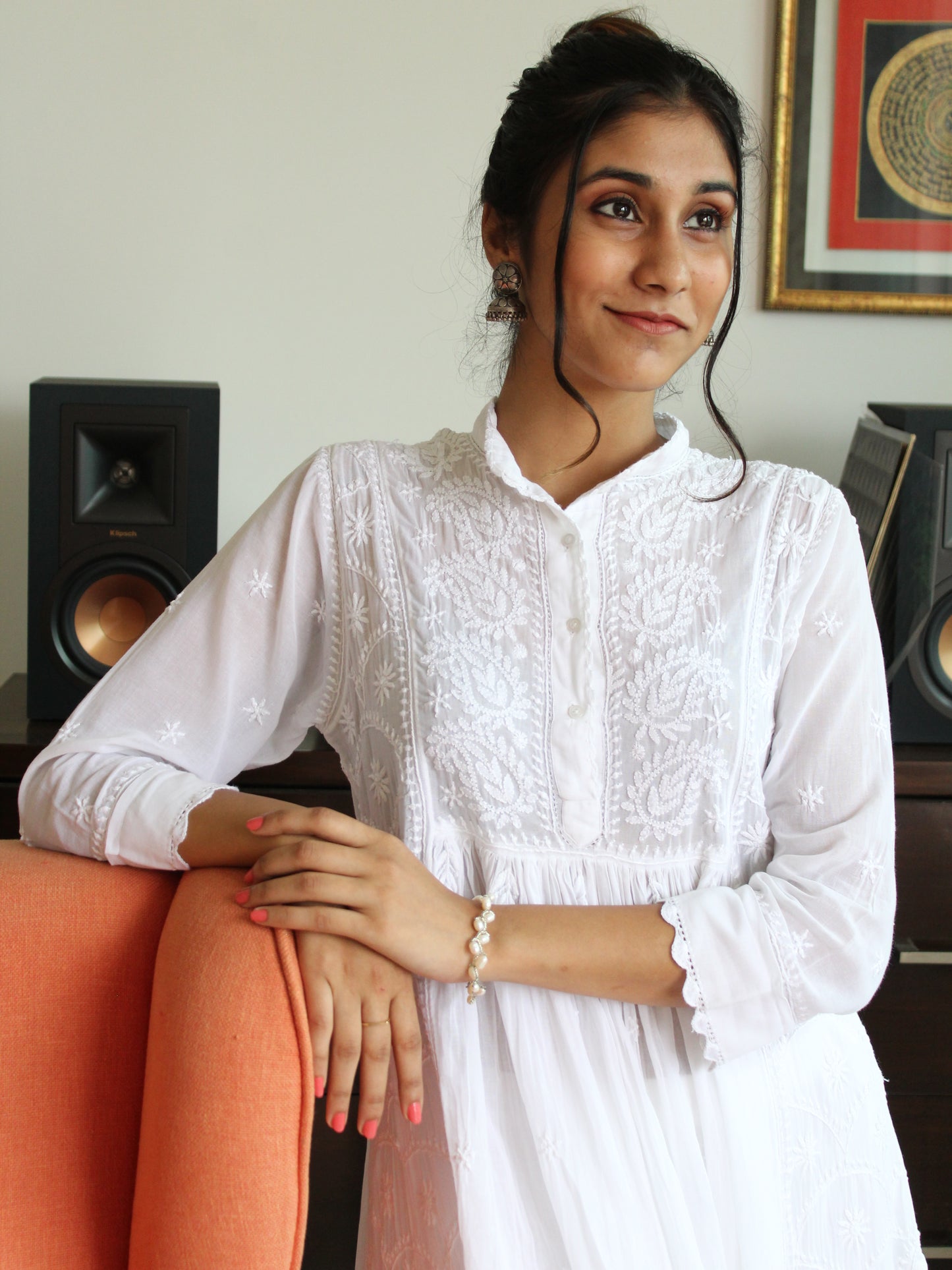 WHITE KALI KURTA