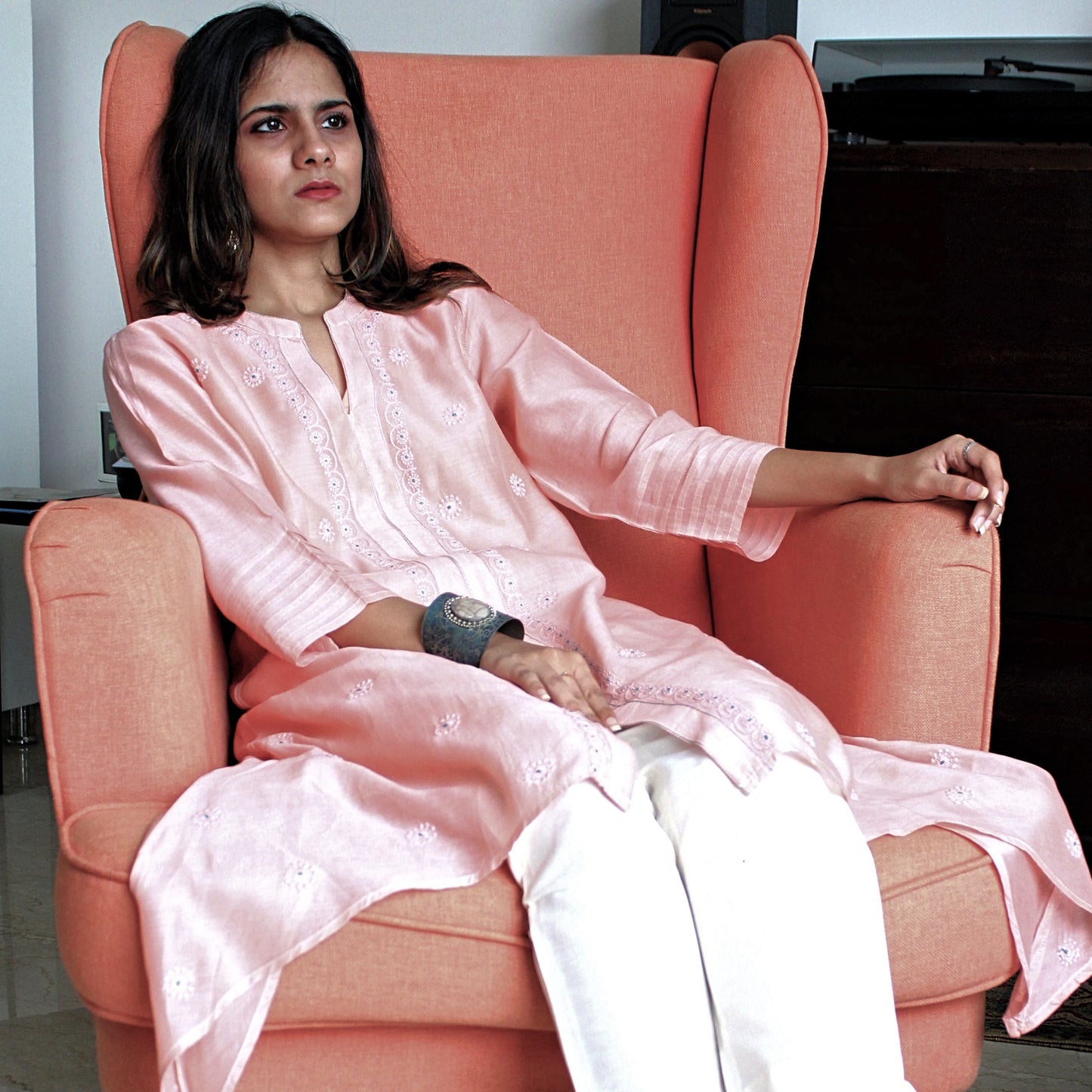 CHANDERI SALMON KURTA