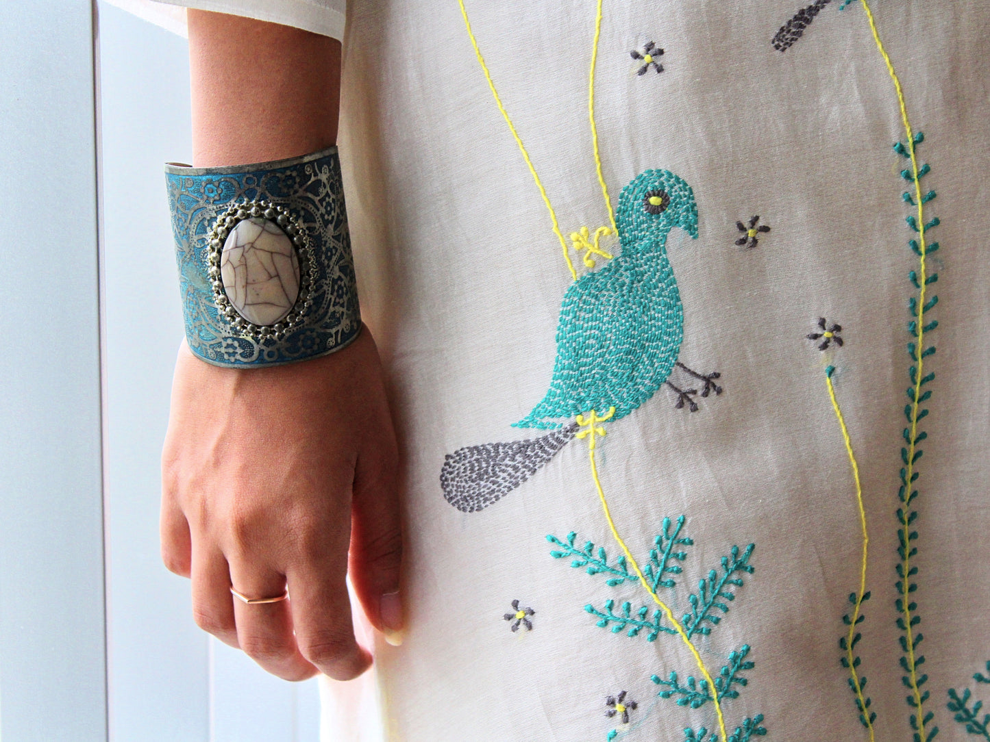 CHANDERI CREAM MOTIF KURTA