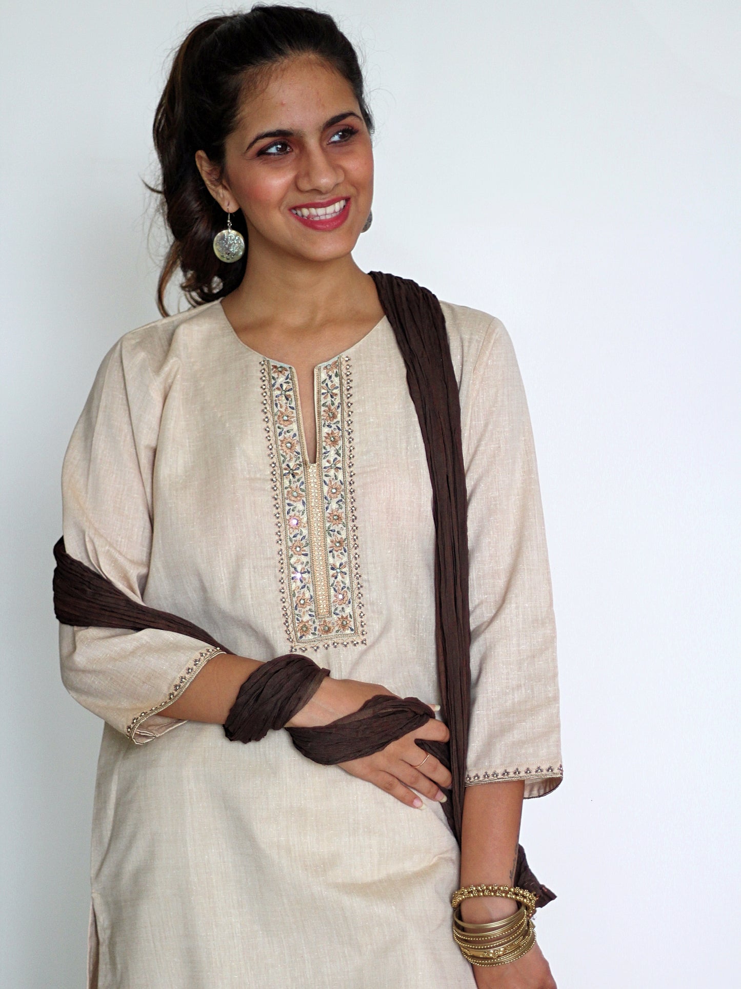 ZARDOZI BEIGE KURTA
