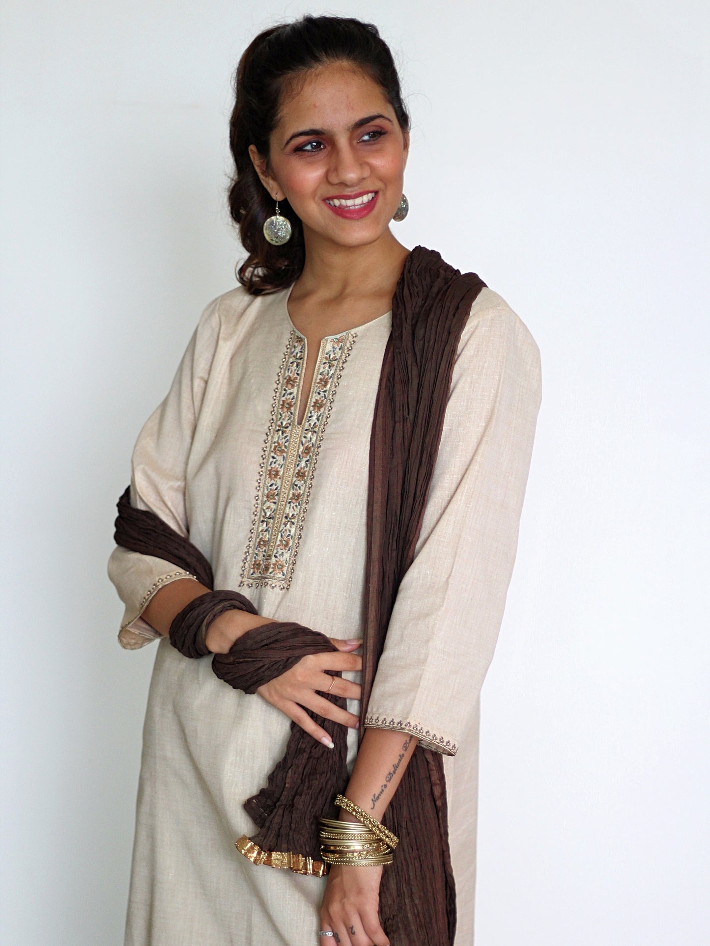 ZARDOZI BEIGE KURTA