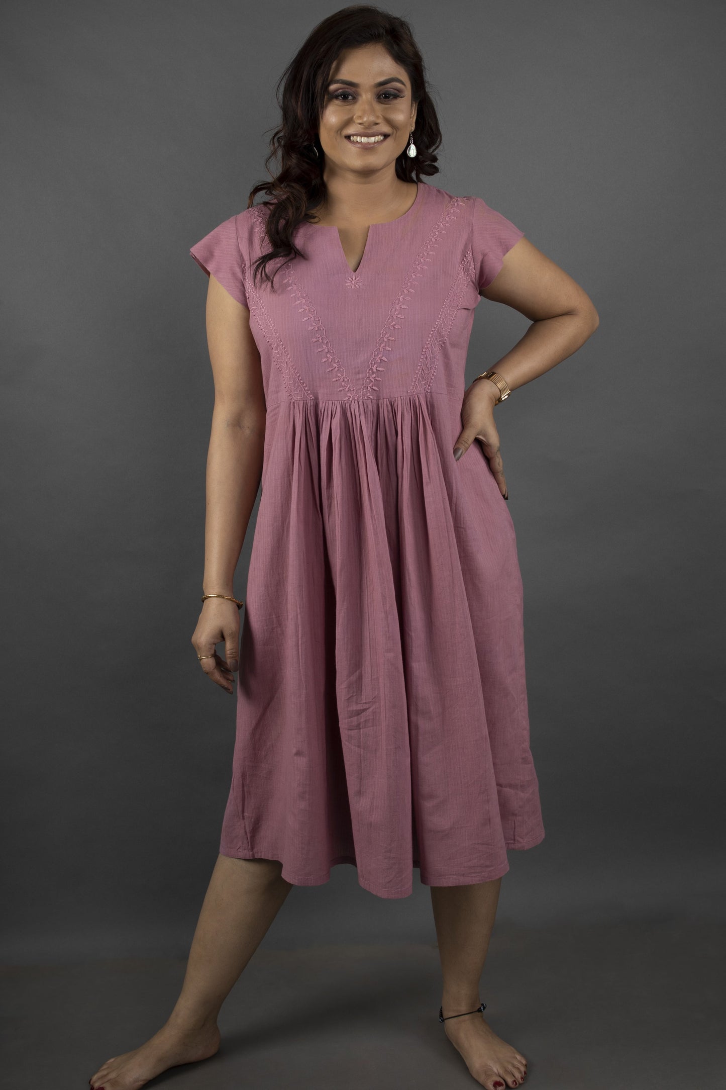 COPPER ROSE MIDI DRESS