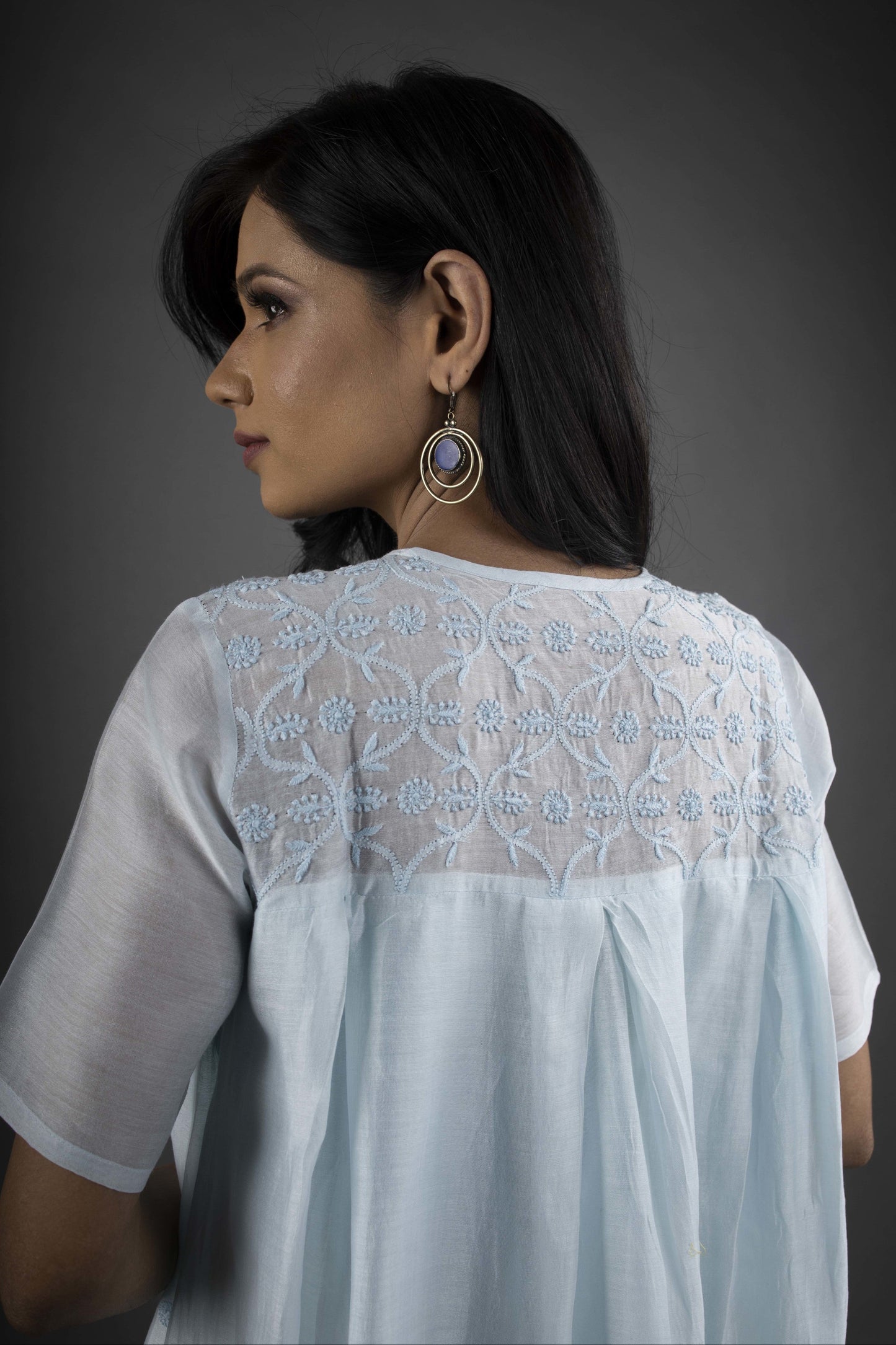 POWDER BLUE CHANDERI DRESS