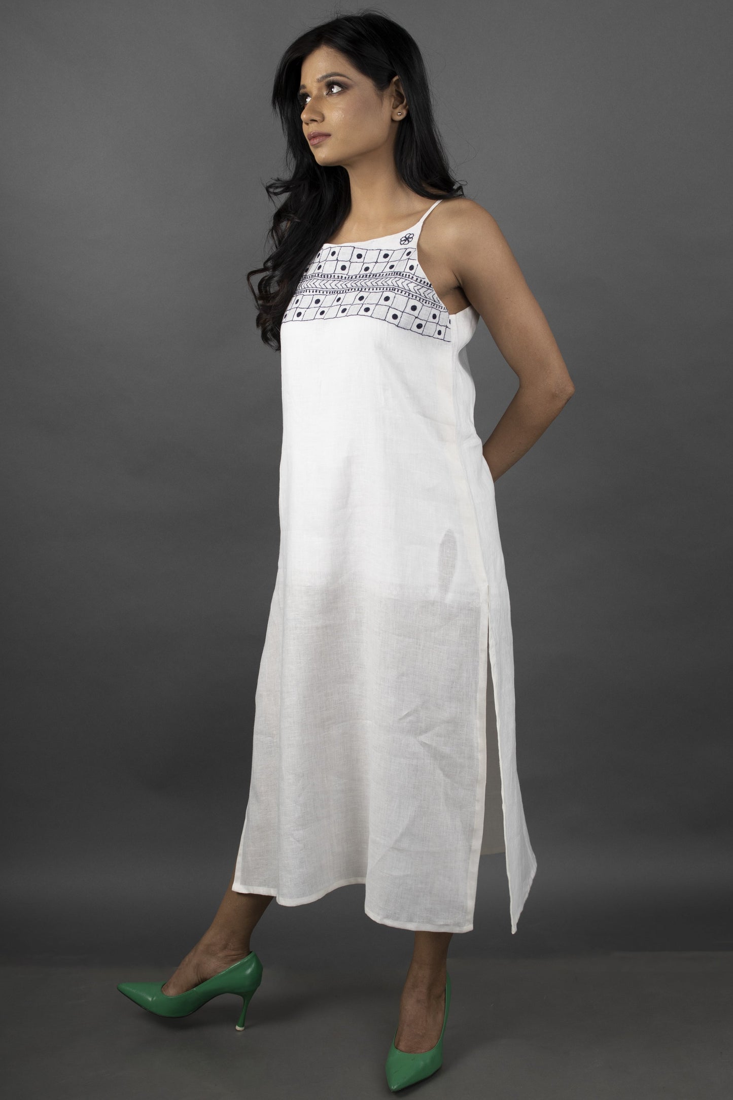 LINEN IVORY LONG DRESS