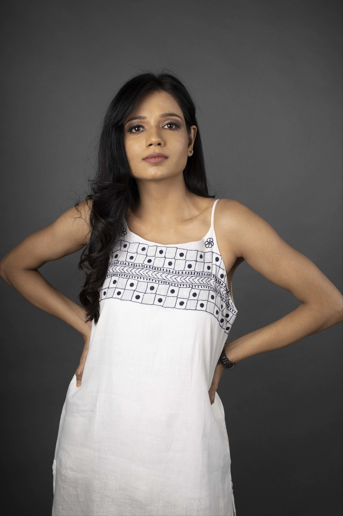 LINEN IVORY LONG DRESS