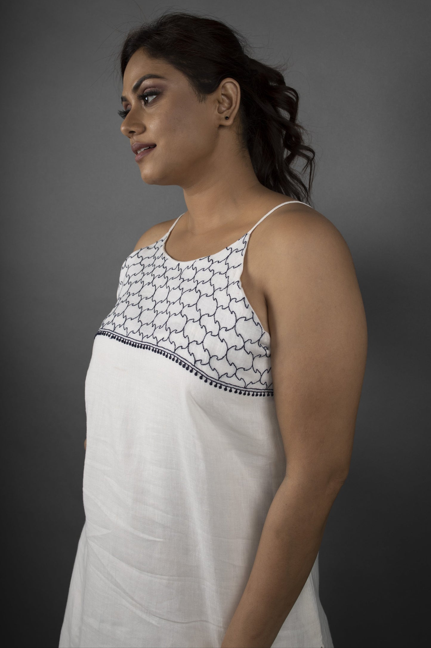 LINEN SPAGHETTI JAAL DRESS